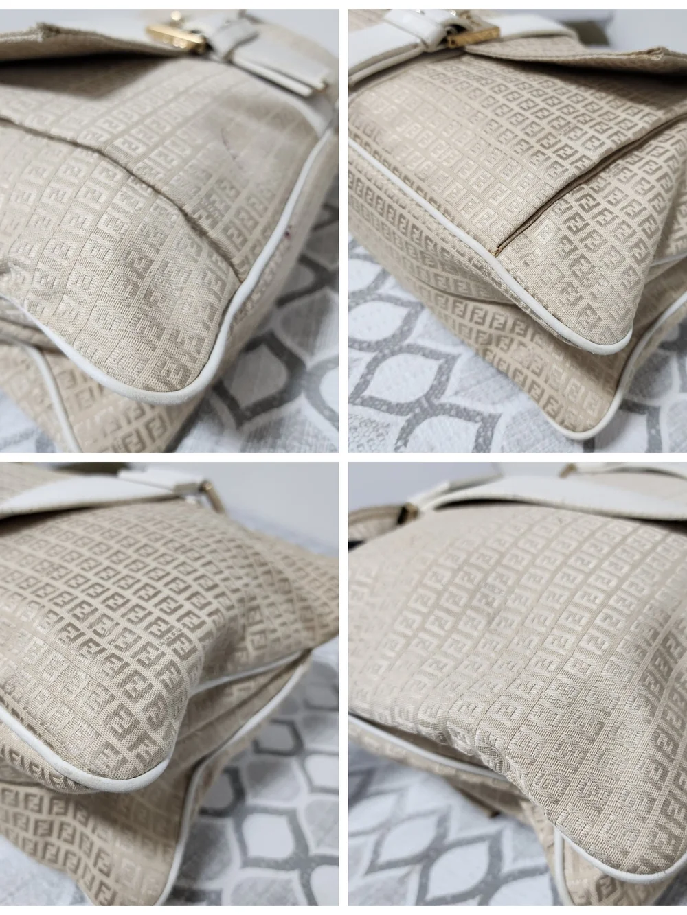 FENDI Vintage Zucca Canvas Shoulder Bag Beige/Cream